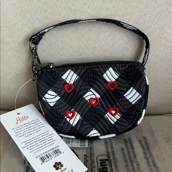 NEW! Lug Embroidered Disco Pouch in Gingham Black 🖤🤍❤️ - Picture 3 of 6